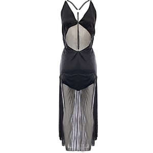Sleeping With Jacque Womens Slip Halter Dress with T Bar Back - in Black