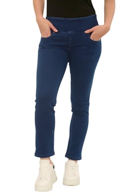 Womens Elasticated Waist Tummy Control Jeans in New Blue