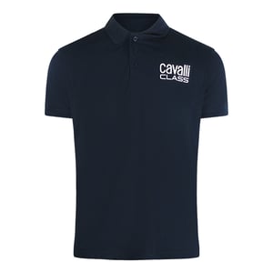 Cavalli Class Bold Logo Marinblå Pikétröja