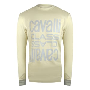 Cavalli Class Multi Logo Beige Sand Sweatshirt