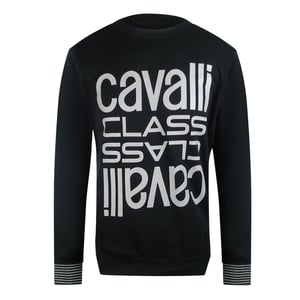 Cavalli Class Multi Logo Black Sweatshirt