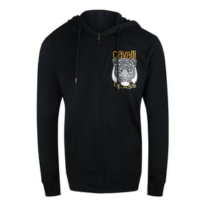 Cavalli Class Bold Tiger Graphic Logo Svart Huvtröja Med Dragkedja