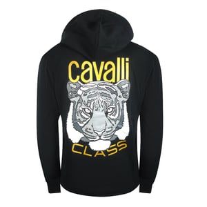 Cavalli Class Bold Tiger Graphic Black Hoodie
