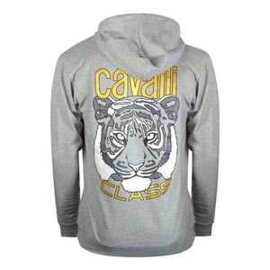Cavalli Class Bold Tiger Graphic Grey Hoodie