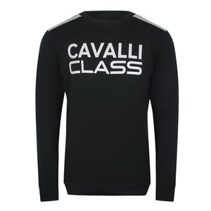 Cavalli Class Taped Shoulders Black Sweatshirt