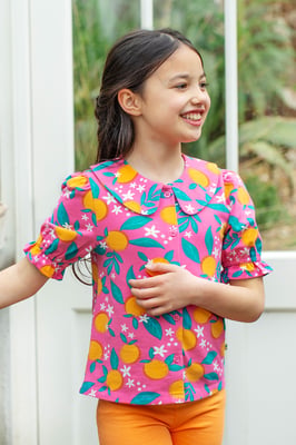 Frugi Girls Karensa Top - Pink