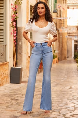 Light Wash Kick Flare Jeans