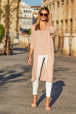 Rose Gold Metallic Super Sparkly Longline Cardigan