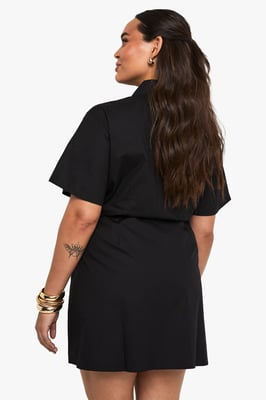 Plus Poplin Cinched Shirt Dress