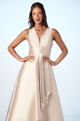 Coast Honoured Petite Sleeveless Plunge Waterfall Twill Maxi Bridesmaid Dress