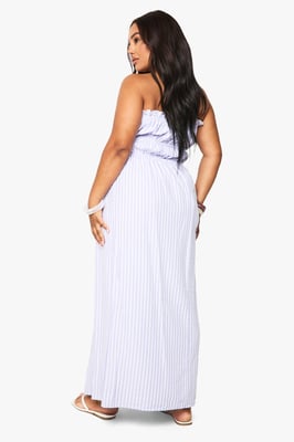 Plus Textured Stripe Bandeau Maxi Dress
