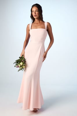 Strappy Satin Bridesmaid Dress With Tie Back Detail
