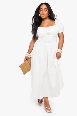 Plus Cotton Milkmaid Midaxi Skater Dress