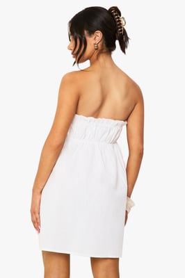 Petite Linen Shirred Bandeau Mini Dress