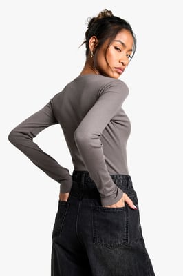 Boohoo Basics 2 Pack Crew Neck Long Sleeve Bodysuit