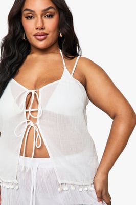 Plus Shell Embellished Beach Cami