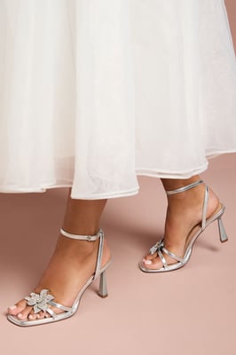 Wide Fit Taleesa Diamante Corsage Detail High Heel Platform Sandals