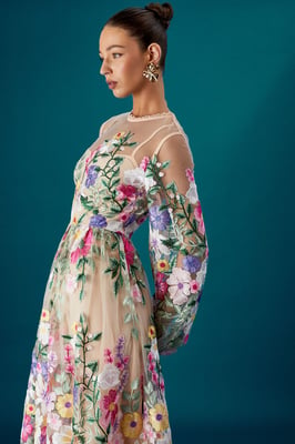 Coast Muse Long Sleeve Embroidered Maxi Dress