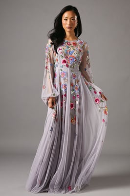 Embellished Chiffon Maxi Dress