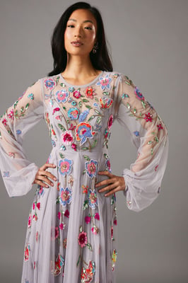 Embellished Chiffon Maxi Dress