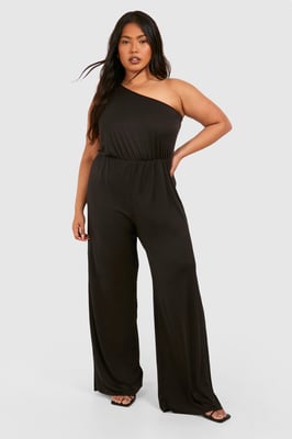 Plus Super Soft Basic One Shoulder Beach Jumpsuit