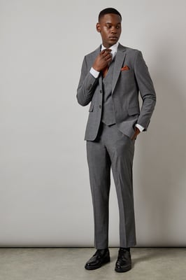 Mid Grey Tonal Check Waistcoat