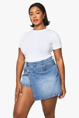 Plus Denim Skort