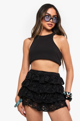 Lace Ruffle Tiered Skort