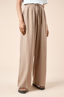 Petite Tie Waist Woven Trousers