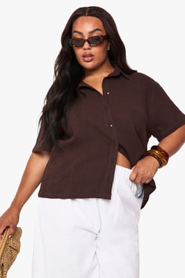 Plus Cheesecloth Short Sleeve Shirt