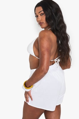 Plus Linen Beaded Beach Shorts