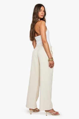 Low Rise Belted Straight Leg Trousers