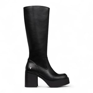 Windsorsmith Dames Zwarte Kunstleren Kniehoge Platform Hak Laarzen - Niche