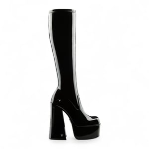 Windsorsmith Dam Svarta Knähöga Sock Platform Goth Heel Boots - Söt