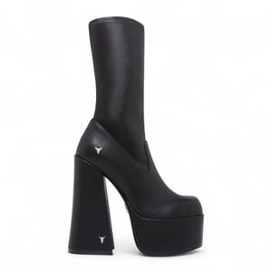 Windsorsmith Dames Zwarte Mid-Calf Sock Platform Goth Hak Laarzen - Saviour