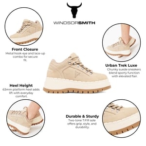 Windsorsmith Dames Sand Brown Suede Chunky Platform Sneakers Trainers - Ultimatum