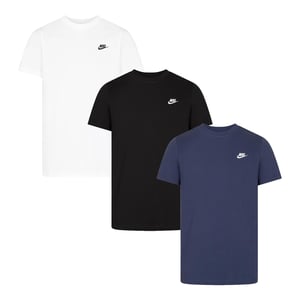 3 Pack Nike Sportswear Men's Club T Shirt in White/Black/Navy