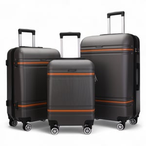 Hardshell Charcoal Black Cabin Suitcase Robust ABS Lightweight Luggage Holiday Bag