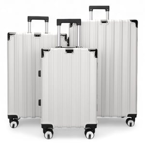 Harde witte koffer, robuuste 8-wiel bagage, handbagagetas