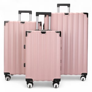 Hardshell Pink Suitcase Robust 8 Wheel Luggage Cabin Case Bag