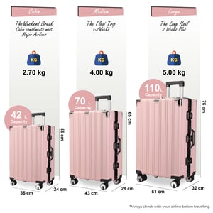 Hardshell Pink Suitcase Robust 8 Wheel Luggage Cabin Case Bag