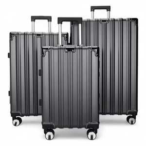 Hardshell Charcoal Black Suitcase Robust 8 Wheel Luggage Cabin Case Bag