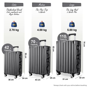 Hardshell Charcoal Black Suitcase Robust 8 Wheel Luggage Cabin Case Bag