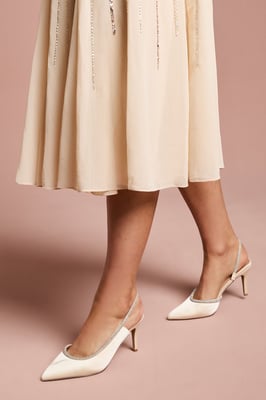Wide Fit Sabrina Satin Diamante Trim Slingback High Stiletto Court Shoes