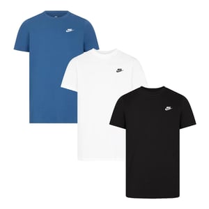 3 Pack Nike Sportswear Men's Club T Shirt in Blue/White/Black