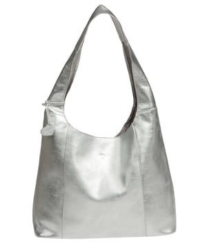 'Renata' Metallic Silver Leather Shoulder Bag