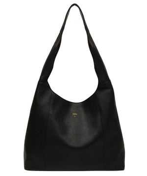 'Renata' Black Leather Shoulder Bag
