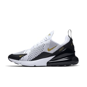 Nike Air Max 270 Trainers in White/Metallic Gold/Black
