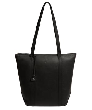 'Lara' Black Leather Tote Bag