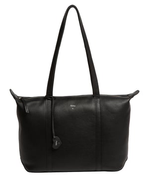 'Leonor' Black Leather Tote Bag